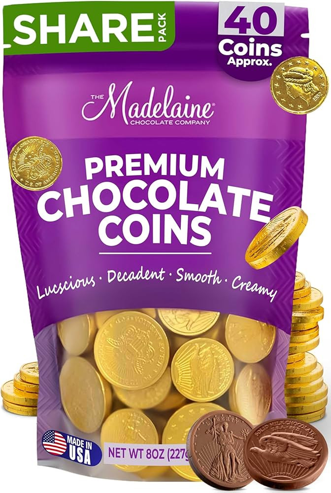 Madelaine 40 Gold Chocolate Coins – St. Patrick’s Day Candy - Gold Foil Wrapped Milk Chocolat... | Amazon (US)