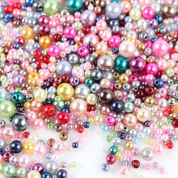 ABS Pearls 3/4/5/6/8mm Assorted Colors Round Loose Spacer Beads with Hole for DIY Crafts Jewelry ... | Amazon (US)