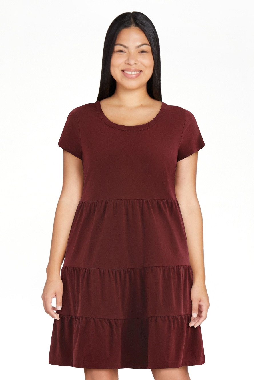 Time and Tru Women's Tiered Cotton Knit Dress, XS-XXXL | Walmart (US)