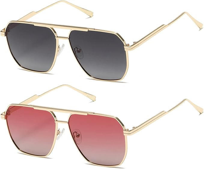 kimorn Polarized Sunglasses Womens Men Retro Oversized Square Vintage Shades Classic Large Metal ... | Amazon (US)