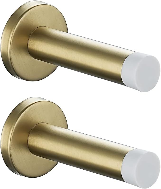 JQK Door Stopper Gold, 304 Stainless Steel Thicken 1mm Sound Dampening Door Stop Bumper Wall Prot... | Amazon (US)