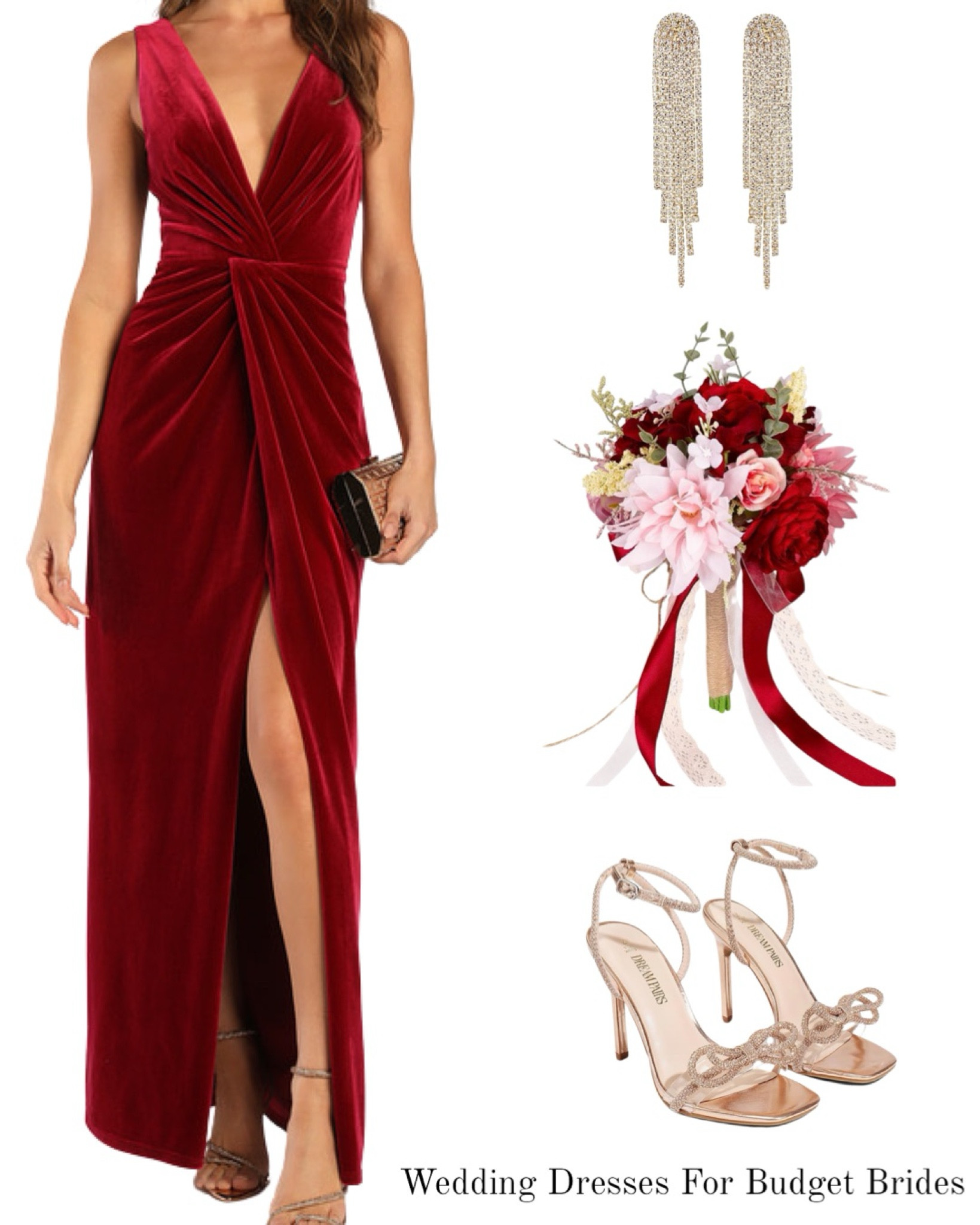 green emerald velvet dress Wedtrend Women Burgundy Prom Dress A-Line High-Low Formal Dress with Sequins, Dark Green / XL main image 0