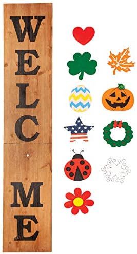 Amazon.com: Fox Valley Traders Folding Wooden Welcome Sign, Including 10 Interchangeable Holiday ... | Amazon (US)