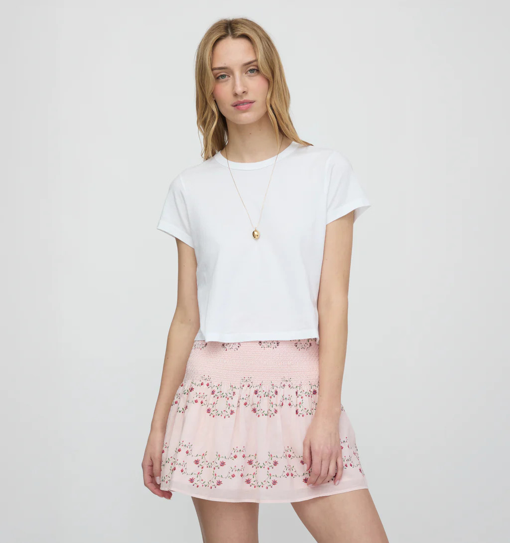 The Noa Skirt - Pink Floral Vine Scallop | Hill House Home US