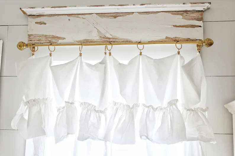 Adjustable Ruffled Curtain Panels up to 108 Inches White - Etsy | Etsy (US)