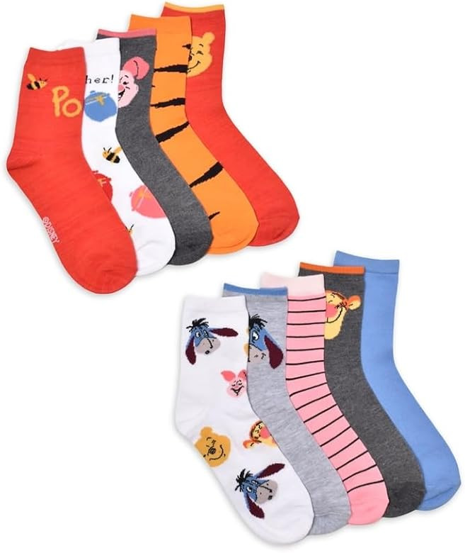 Disney Winnie The Pooh Women's Graphic Crew Socks 10-Pack (Shoe Sizes 4-10) | Amazon (US)