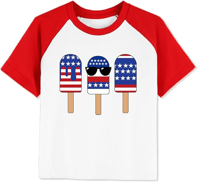 Kid 4th of July T-Shirts Boys Girls American Flag Shirt Patriotic Top Short Sleeve Tees 4-12 Year... | Amazon (US)