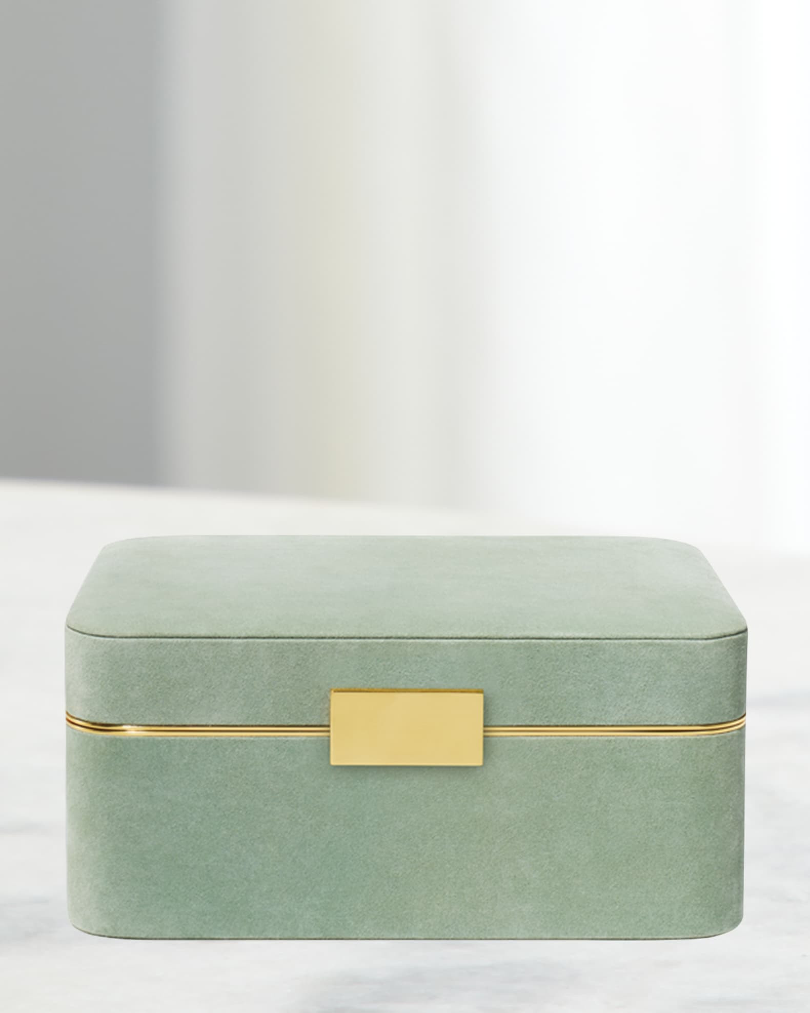 Beauvais Suede Jewelry Box, Sage | Neiman Marcus