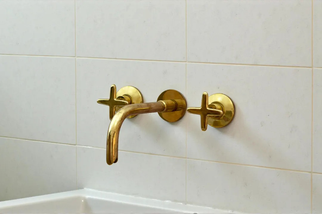 Solid Brass Wall Mounted Bathroom Faucet Built In Vanity Sink | Etsy (US)