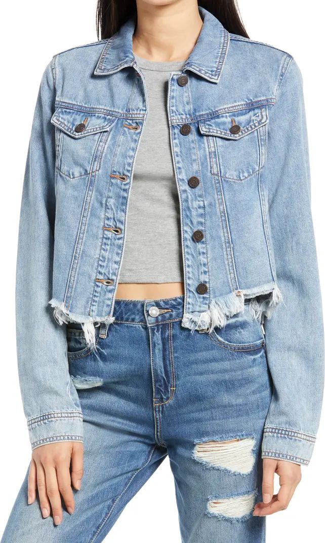 HIDDEN JEANS Raw Hem Crop Denim Trucker Jacket | Nordstrom | Nordstrom