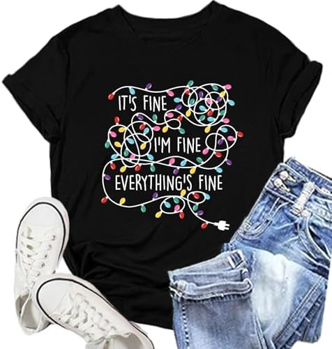 Merry Christmas Shirt for Women Xmas Holiday Tshirt Christmas Lights Tee Top | Amazon (US)