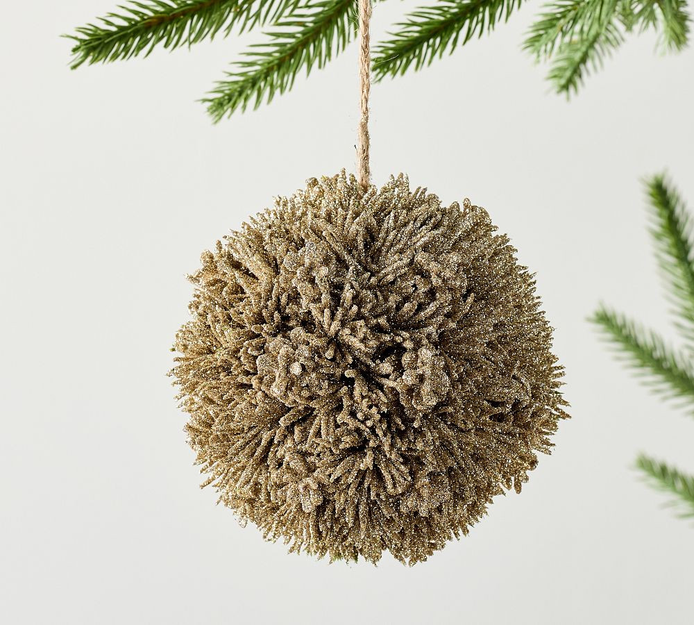 Sparkly Textured Gold Ball Ornament | Pottery Barn (US)