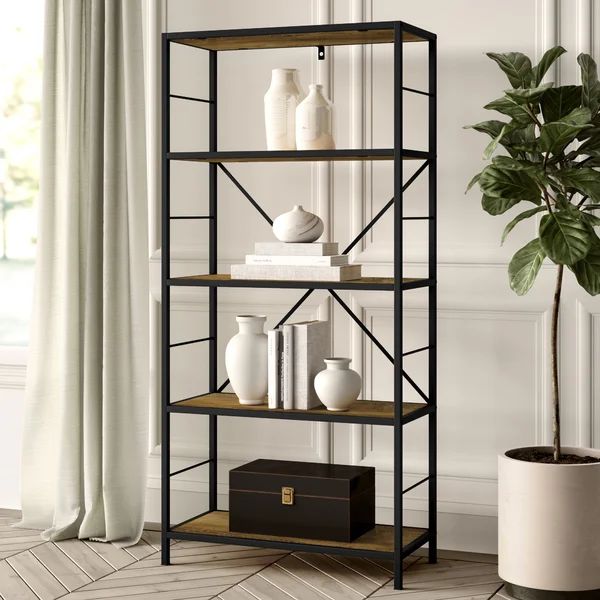 Macon 63'' H x 29.88'' W Steel Etagere Bookcase | Wayfair North America