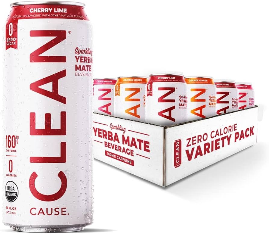 CLEAN Cause Zero Calorie Zero Sugar Yerba Mate Variety Pack, Organic Energy Drink Alternative (16... | Amazon (US)