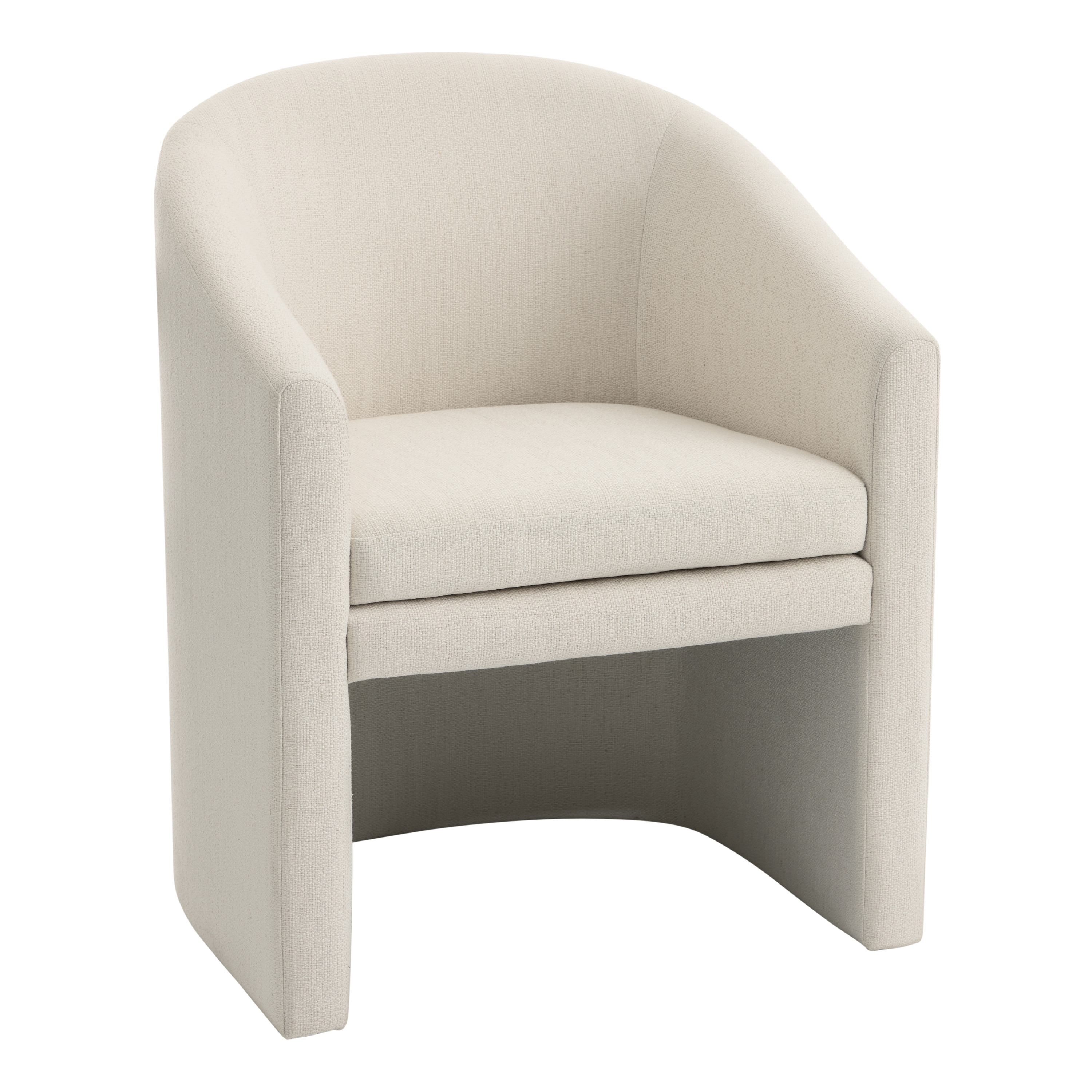 Euclid Heathered Ivory Barrel Back Upholstered Dining Chair | World Market