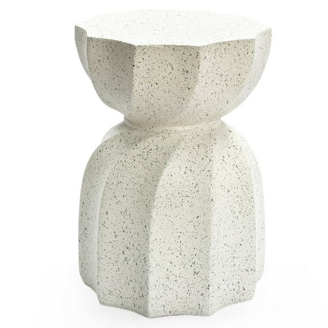 LuxenHome Off White with Gray Cement Indoor Outdoor Side and End Table | Walmart (US)