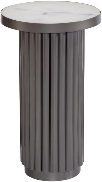 Bassett Mirror Company Dillon Accent Table in Gray Metal with Marble Top | Amazon (US)