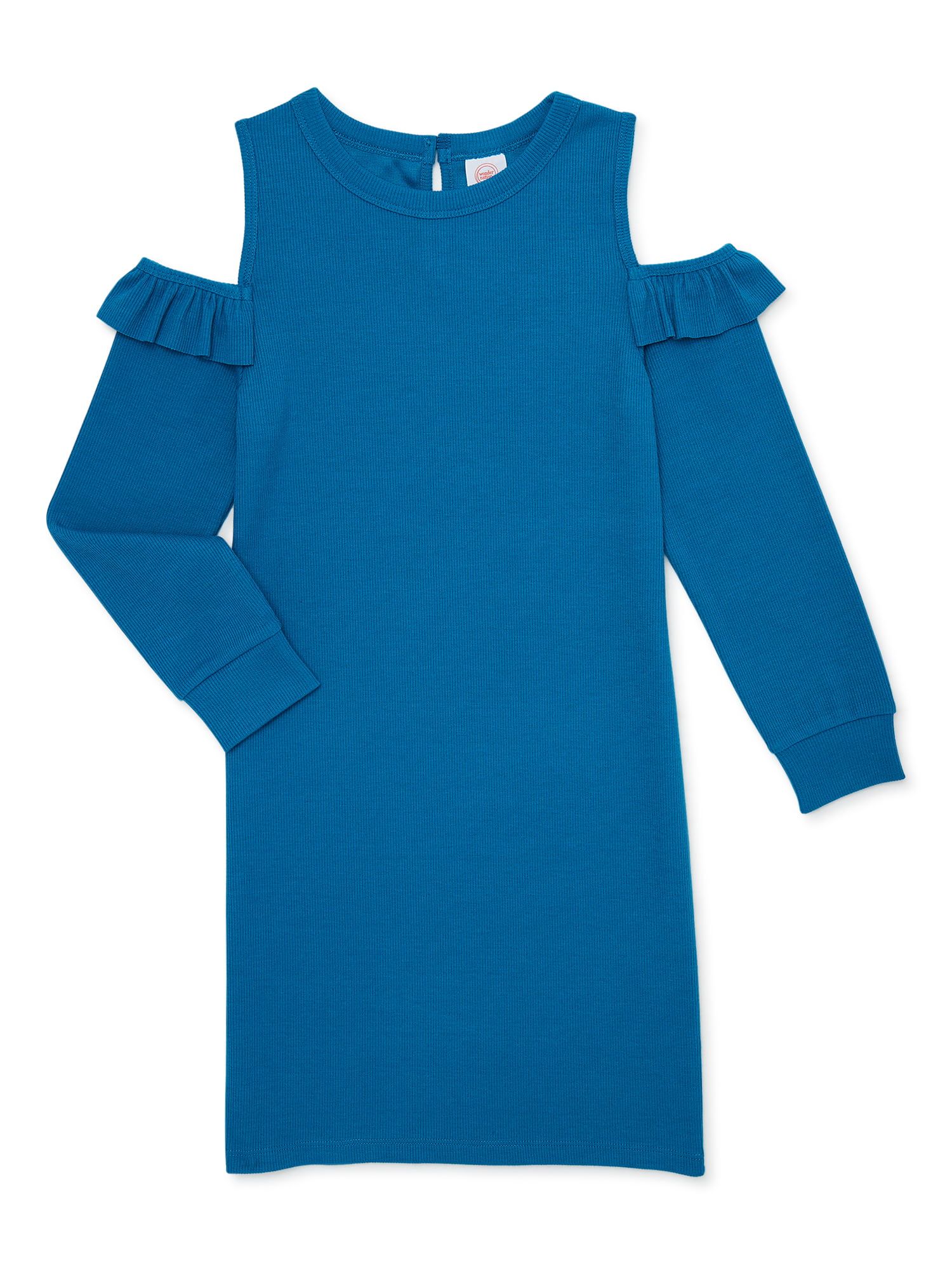 Wonder Nation Girls Long Sleeve Cold Shoulder Dress, Sizes 4-18 & Plus - Walmart.com | Walmart (US)