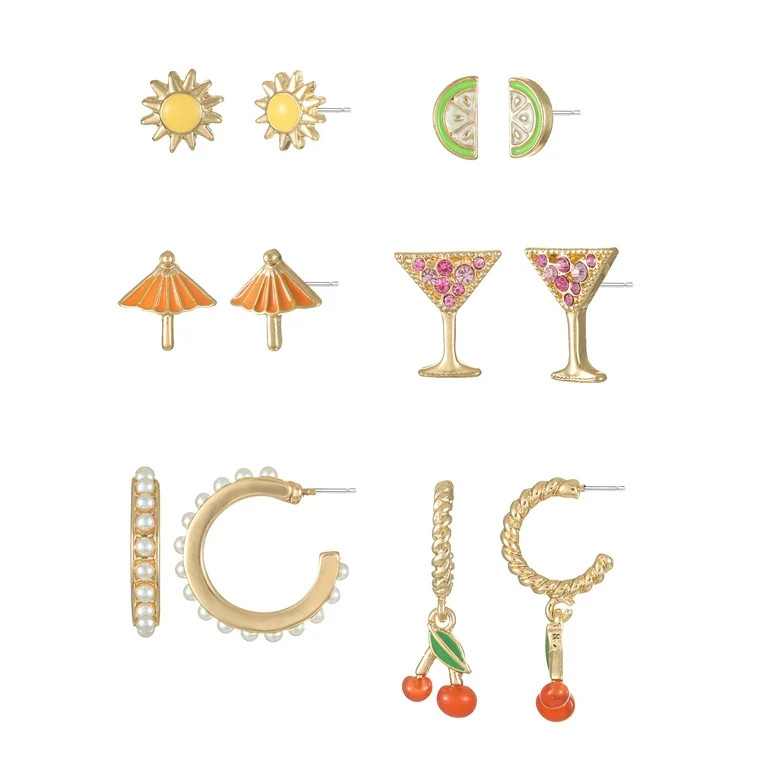 Packed Party Tropical Punch Earring Set, 6 Pairs | Walmart (US)