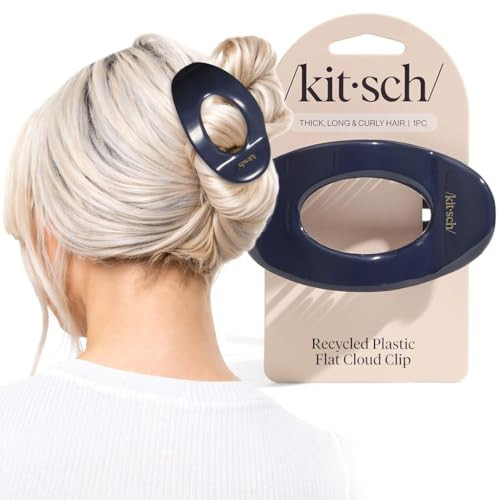 Kitsch Large Flat Claw Clips for Women - Stylish Flat Hair Clips, Strong Hold for Thick & Fine Hair | Non-Slip for Secure, Comfortable All-Day Wear | Ideal Gifts for Women - Blue Orchid | Amazon (US)