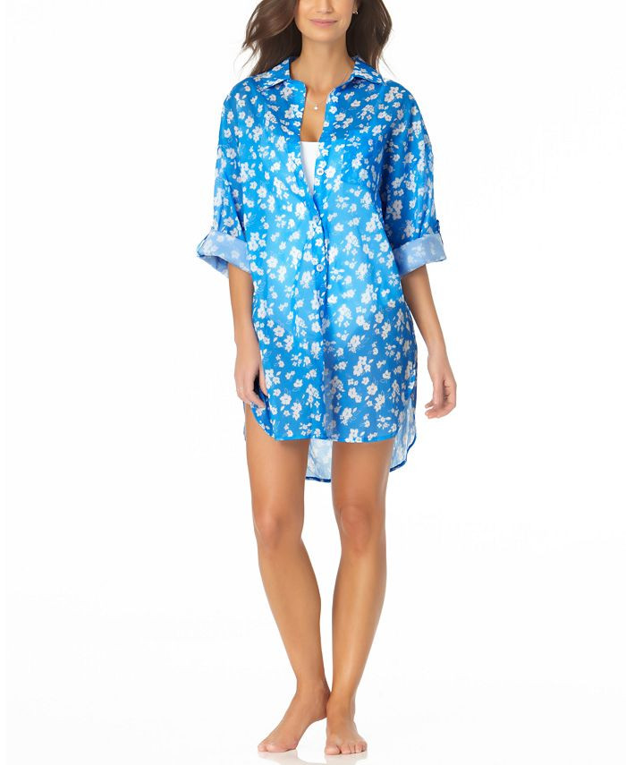 Floral-Print Boyfriend Shirt Cover-Up | Macys (US)