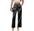 Women's Wide Leg Satin Silky Casual Dress Cocktail Party High Waist Pants | Amazon (US)