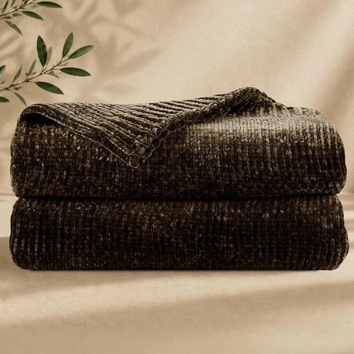 Chenille Throw Blanket for Couch, Cozy Soft Blanket Lightweight Decorative Throw for Living Room ... | Amazon (US)