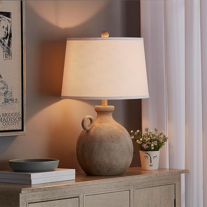 Maxax 24" Rustic Table Lamp for Living Room, Farmhouse Bedside Lamp with USB Charging Port, 3-Way... | Amazon (US)