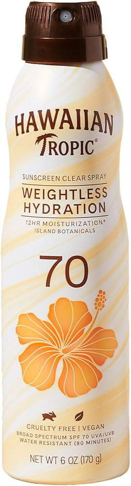 Hawaiian Tropic Weightless Hydration Sunscreen Spray SPF 70, 6oz | High SPF Sunblock, Oxybenzone-... | Amazon (US)