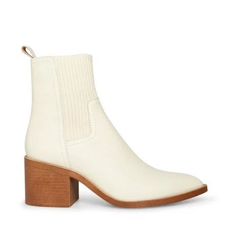 Steve Madden Abriel Bone White Leather Pointed Toe Pull On Western Bootie Boot | Walmart (US)