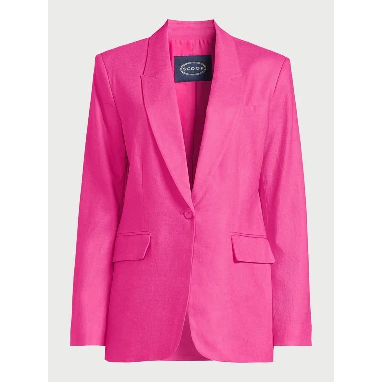 Scoop Women's Ultimate One Button Linen Blazer, Sizes XS-XXL | Walmart (US)