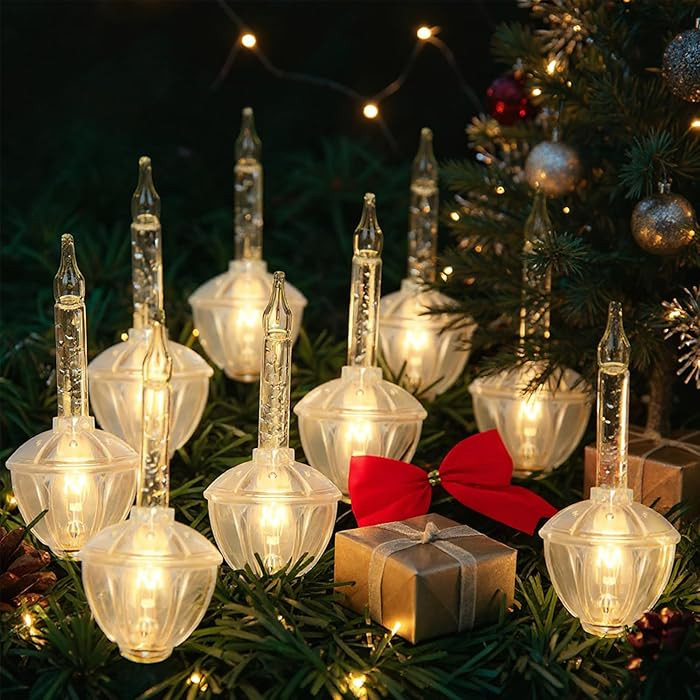 Christmas Bubble Lights - 7 Tradtional Bubble Light (2 Pack) Set, 7 Clear Bubble Fluids with Silv... | Amazon (US)