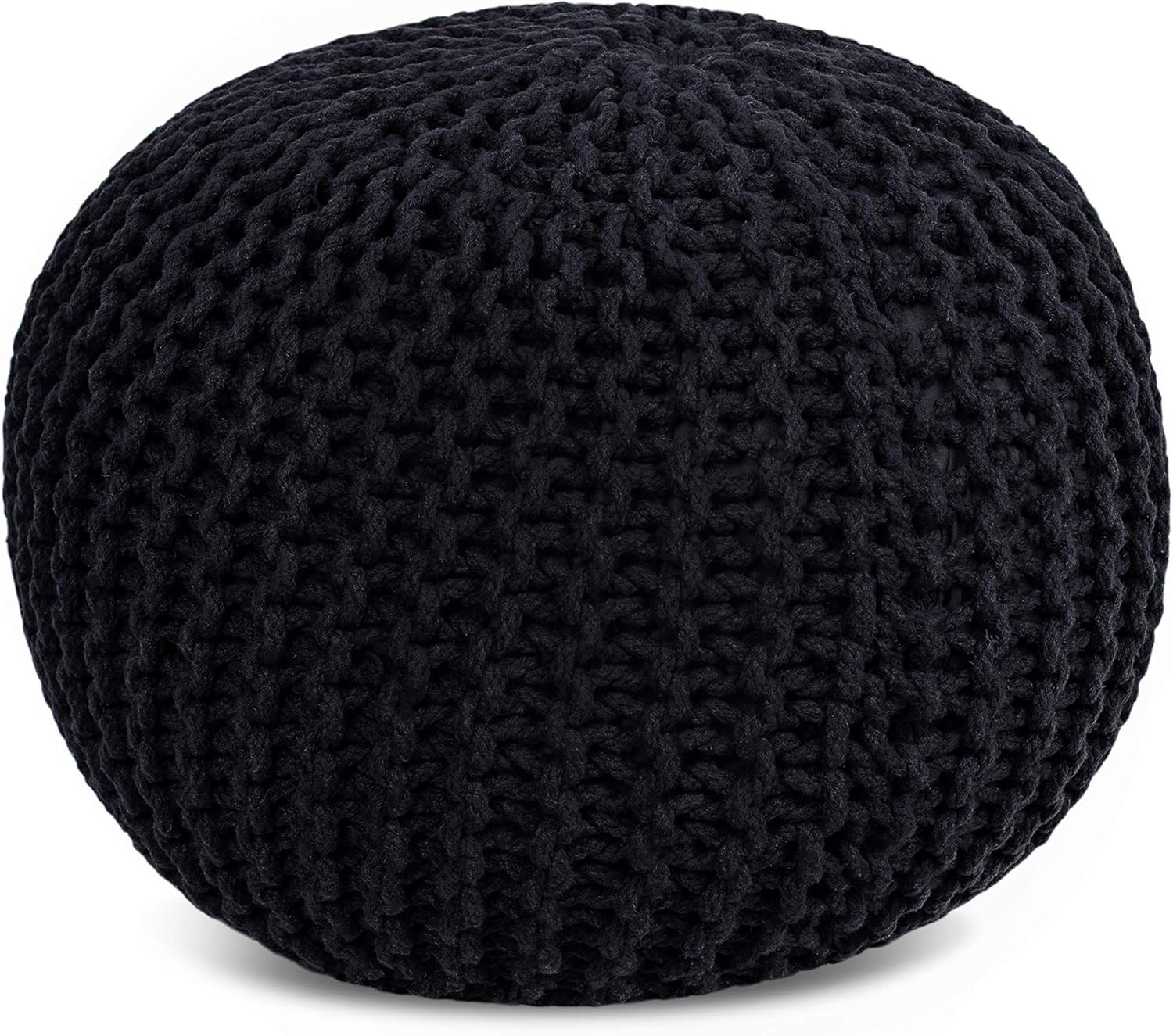BIRDROCK HOME Round Pouf Foot Stool Ottoman - Knit Bean Bag Floor Chair - Cotton Braided Cord - G... | Amazon (US)