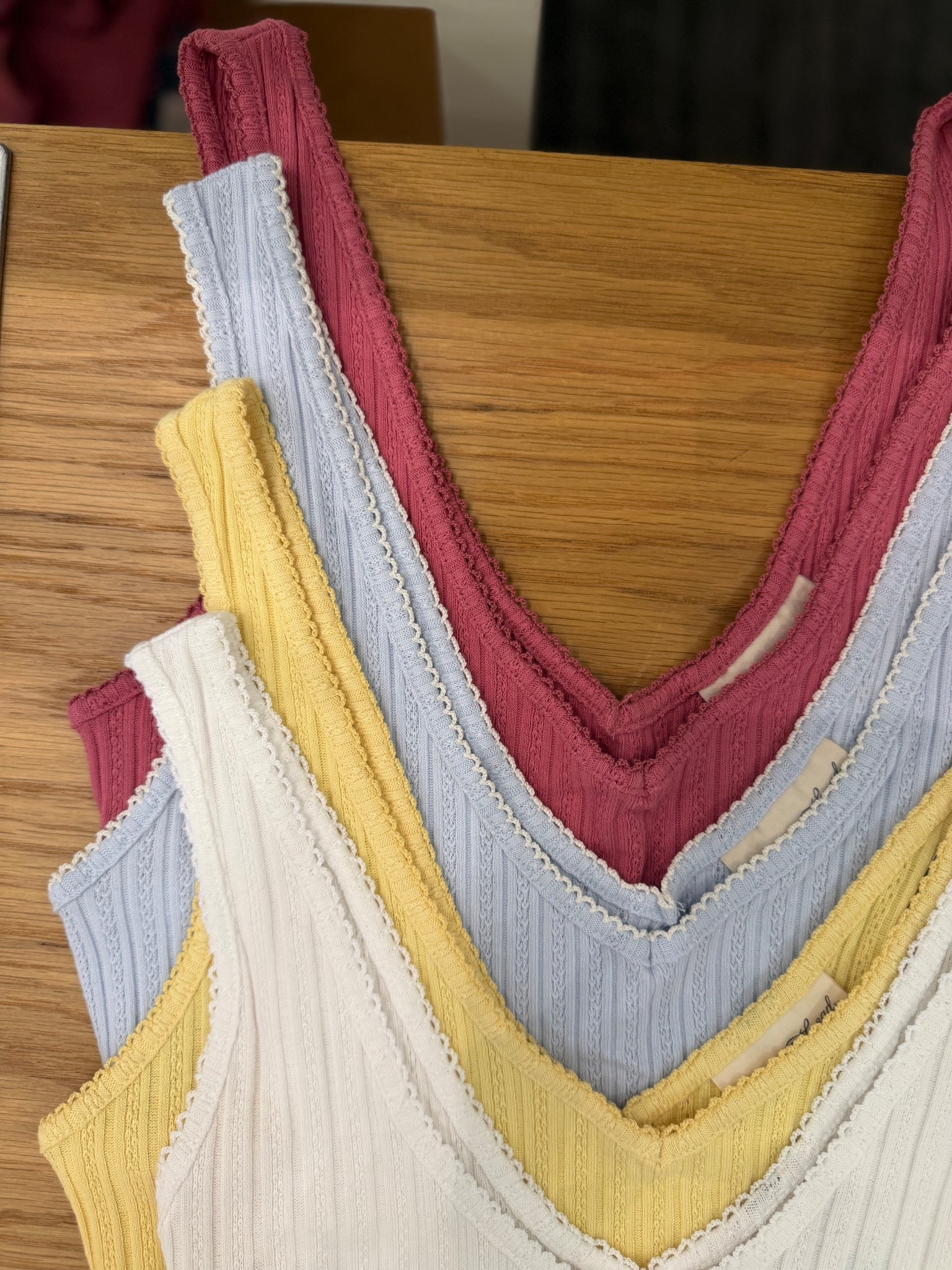 $12 v neck pointelle tanks in the cutest  colors! 

#LTKBeauty #LTKootd #LTKselfcare