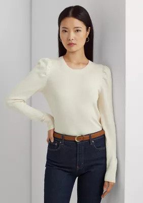 Lauren Ralph Lauren Cotton-Blend Puff-Sleeve Sweater | Belk