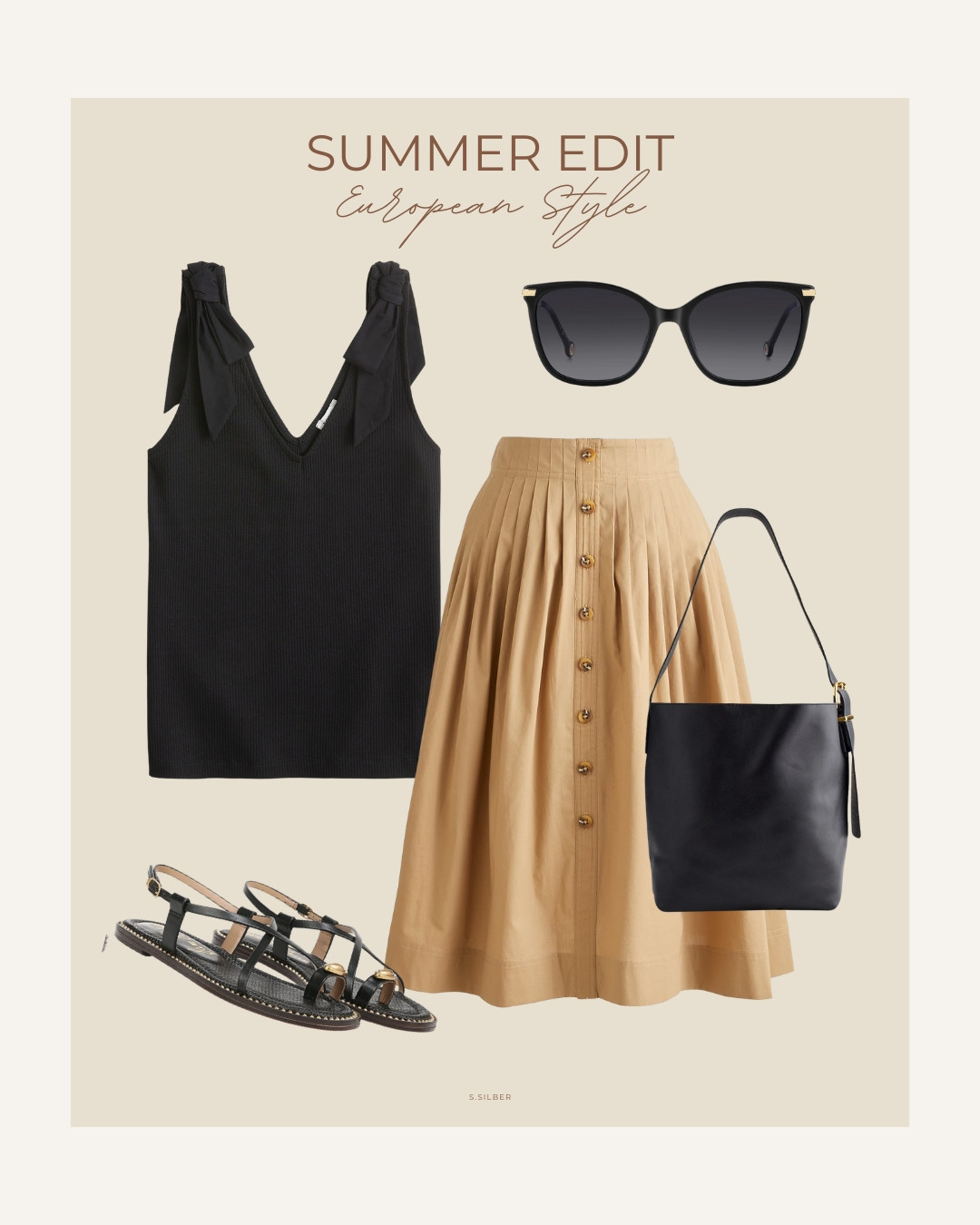European summer style - elevated casual looks in neutral colors!

midi skirt, tank top, leather bag, sandals, sunglasses, summer outfit ideas, affordable finds, what to wear, J.Crew Factory, Nordstrom, Madewell, Stefana Silber 

 #LTKOver40 #LTKFindsUnder50 #LTKTravel