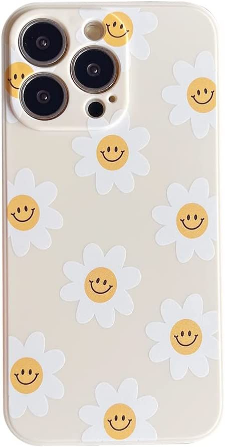 Sunflower Smile Cute Flower Phone Case for Apple iPhone 13 Pro Max 6.7 inch Smooth Silicone Soft ... | Amazon (US)
