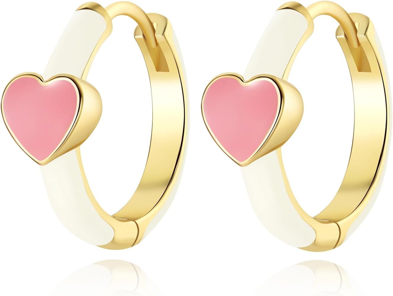 Poemmoon 18K Gold Plated Small Hoop Earrings for Women Dainty Heart Huggie Dangle Earrings Stud w... | Amazon (CA)