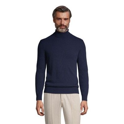 Lands' End Men's Fine Gauge Cashmere Turtleneck Sweater - Small - Radiant Navy | Target