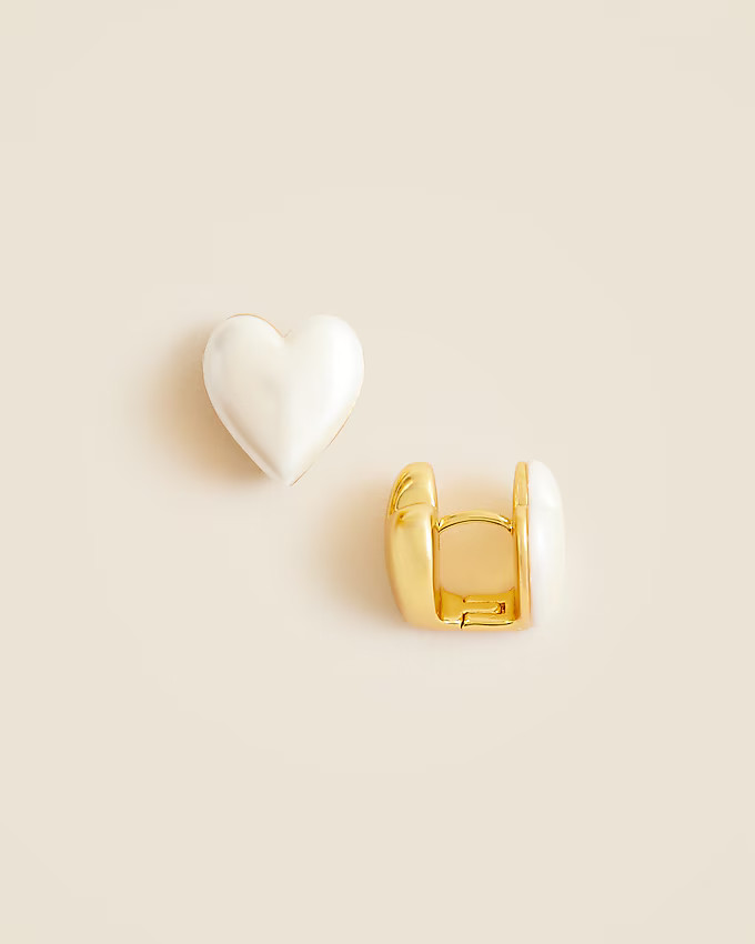 Double-sided heart huggie hoop earrings | J. Crew US