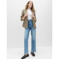 M&S High Waisted Straight Leg Jeans Light Indigo | Marks & Spencer (UK)