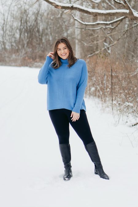 Winter outfit- wearing size XL in sweater and leggings. Sharing similar boots. 

#LTKstyletip #LTKSeasonal #LTKplussize