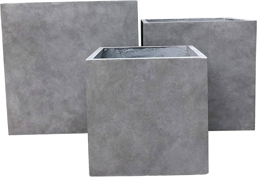 Kante RF0001ABC-C80021 Set of 3 Lightweight Modern Square Outdoor Planters, 16, 12 and 10 Inch Ta... | Amazon (US)