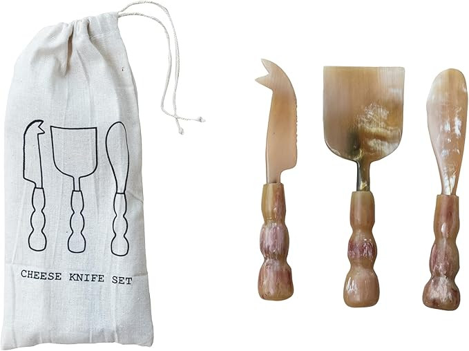 Creative Co-Op Elegance Horn Cheese Servers, Citron and Plum Color, Set of 3 | Amazon (US)