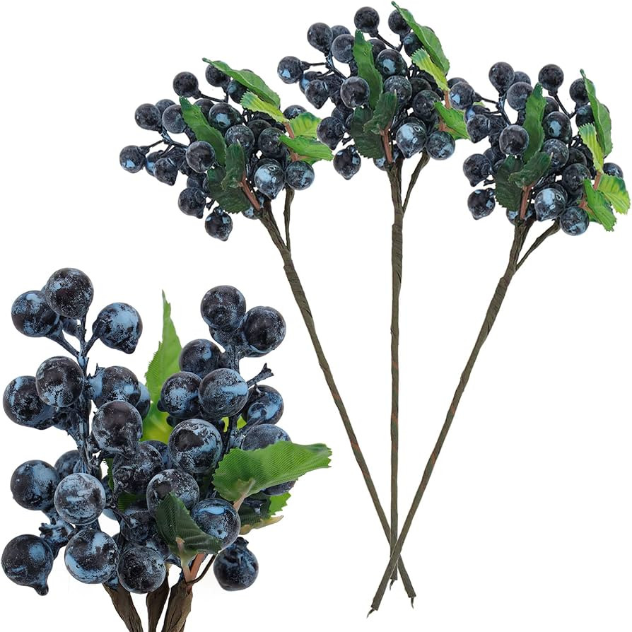 Artificial Blueberry Stems - Fake Berry Floral Picks for Centerpieces, Farmhouse Decor, Holiday W... | Amazon (CA)