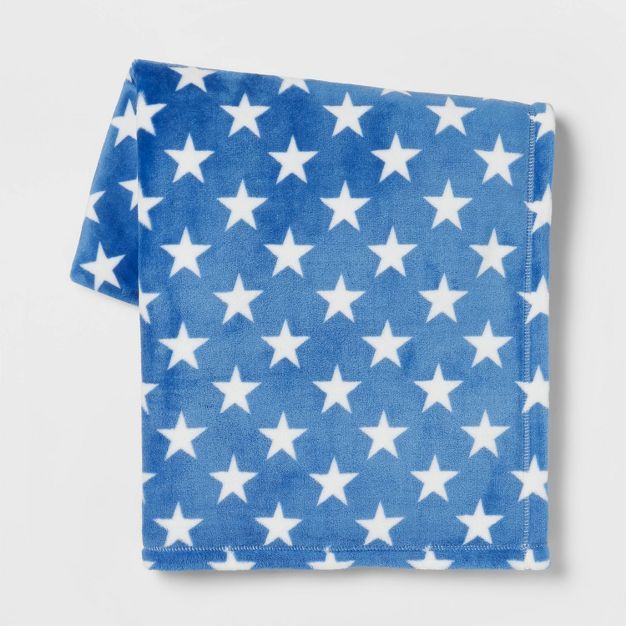 Stars Printed Plush Throw Blanket Blue/White - Sun Squad™ | Target