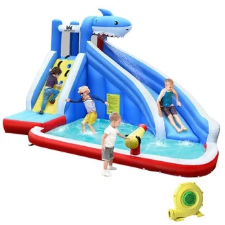Costway Inflatable Water Slide, Blowup Water Park with Dual Slides & 584W Blower | Walmart (US)
