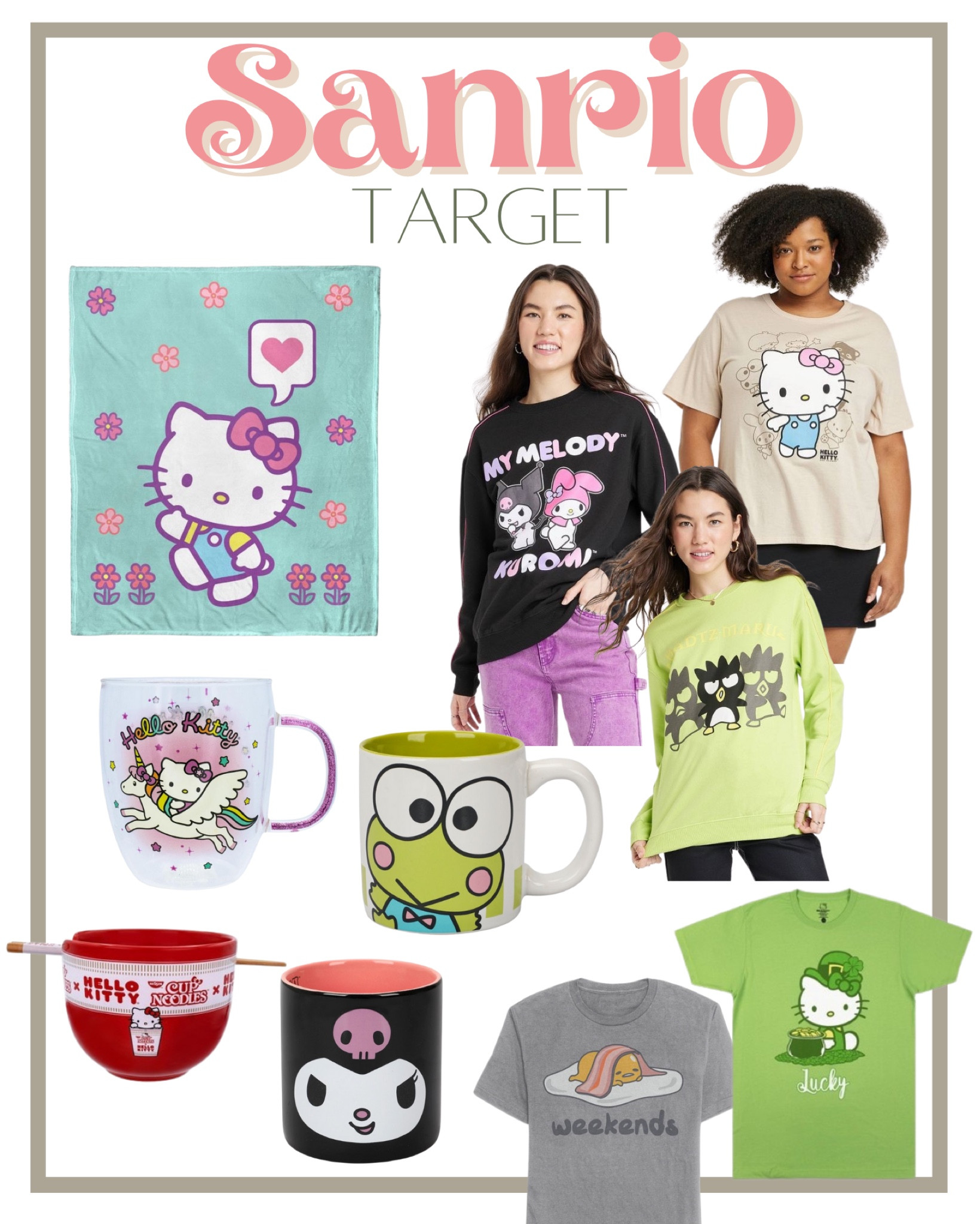 Men's Hello Kitty Short Sleeve Graphic T-shirt - Heathered Gray : Target