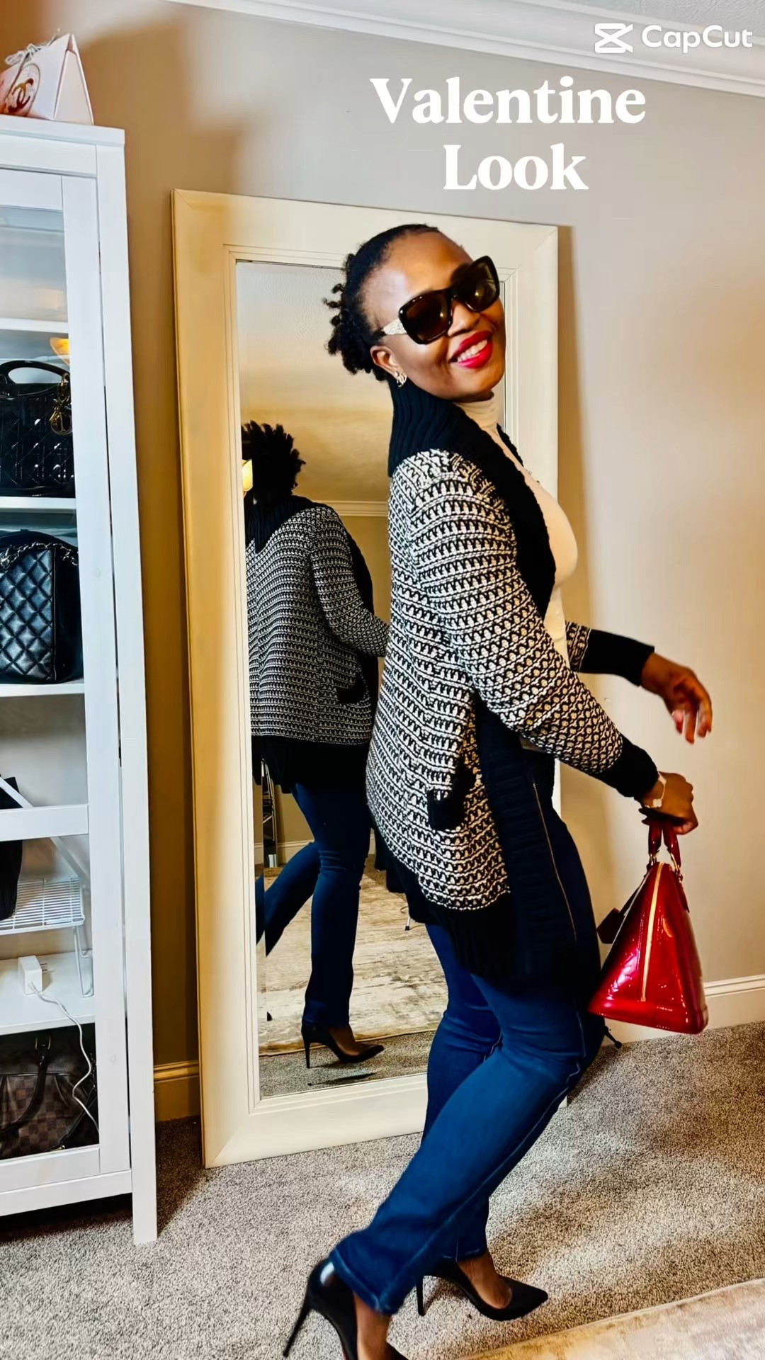 Valentine’s but make it wearable. 💌✨
From school drop-off to brunch to Galentine’s, this look is doing the absolute most (quietly).

🖤👖 Fit check:
MadeWell jeans + H&M turtleneck + black & white cardigan
Chanel sunnies + Louis Vuitton Alma BB (that glossy red is the main character)
Christian Louboutin pumps + a red lip (Morphe)

It’s giving: polished, feminine, and “yes I do have plans.” 🥂💋
Perfect for brunch, a cute coffee date, or Galentine’s with the girls.

Which piece are you stealing first… the red bag or the red lip? 😌👇🏾

#ValentinesOutfit #GalentinesDay #BrunchOutfit #MadeWellJeans #HMStyle #LouisVuittonAlma #LouboutinHeels #RedLip #ClassicStyle #OOTDInspo #CapsuleWardrobe #MomStyle #DateNightLook #DesignerDetails #ClosetStaples

#LTKgrwm #LTKValentine #LTKootd