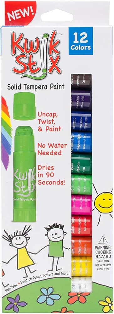 The Pencil Grip Kwik Stix Tempera Paint, 12 Count (Pack of 1), Assorted per Set | Amazon (US)